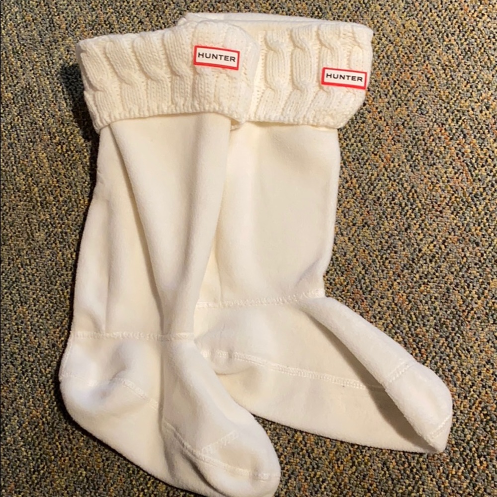 Original Cable Cuff Tall Boot Socks: Hunter White